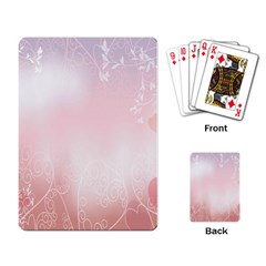 Love Heart Pink Valentine Flower Leaf Playing Card by Mariart