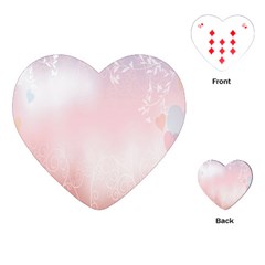 Love Heart Pink Valentine Flower Leaf Playing Cards (heart)  by Mariart