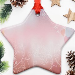 Love Heart Pink Valentine Flower Leaf Star Ornament (two Sides) by Mariart