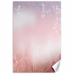 Love Heart Pink Valentine Flower Leaf Canvas 24  X 36  by Mariart