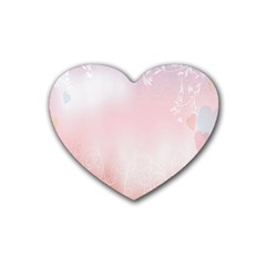 Love Heart Pink Valentine Flower Leaf Heart Coaster (4 Pack) 