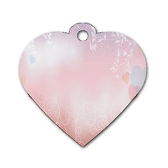 Love Heart Pink Valentine Flower Leaf Dog Tag Heart (two Sides) by Mariart