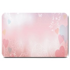 Love Heart Pink Valentine Flower Leaf Large Doormat 