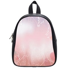 Love Heart Pink Valentine Flower Leaf School Bag (small) by Mariart