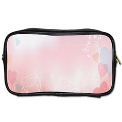 Love Heart Pink Valentine Flower Leaf Toiletries Bags 2-side