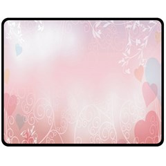 Love Heart Pink Valentine Flower Leaf Fleece Blanket (medium) 