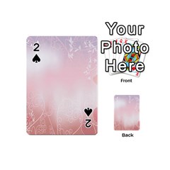 Love Heart Pink Valentine Flower Leaf Playing Cards 54 (mini)  by Mariart