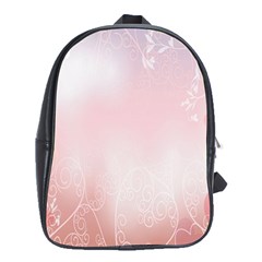 Love Heart Pink Valentine Flower Leaf School Bag (xl)