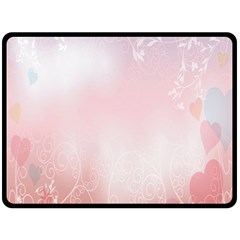 Love Heart Pink Valentine Flower Leaf Double Sided Fleece Blanket (large) 