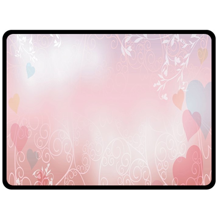 Love Heart Pink Valentine Flower Leaf Double Sided Fleece Blanket (Large) 