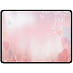 Love Heart Pink Valentine Flower Leaf Double Sided Fleece Blanket (Large)  80 x60  Blanket Back