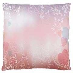 Love Heart Pink Valentine Flower Leaf Large Flano Cushion Case (one Side)