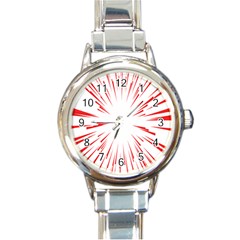 Line Red Sun Arrow Round Italian Charm Watch