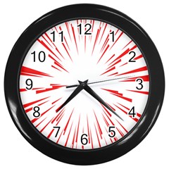 Line Red Sun Arrow Wall Clocks (black)