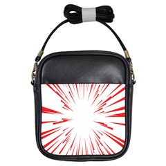 Line Red Sun Arrow Girls Sling Bags