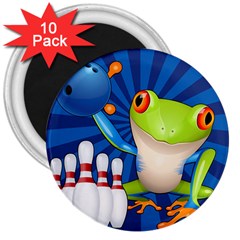 Tree Frog Bowling 3  Magnets (10 Pack)  by crcustomgifts