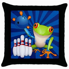 Tree Frog Bowling Throw Pillow Case (black) by crcustomgifts