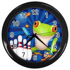 Tree Frog Bowling Wall Clocks (black) by crcustomgifts