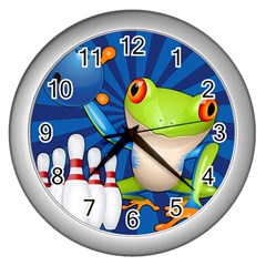 Tree Frog Bowling Wall Clocks (silver)  by crcustomgifts