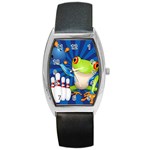 Tree Frog Bowling Barrel Style Metal Watch Front