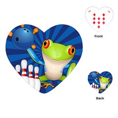 Tree Frog Bowling Playing Cards (heart)  by crcustomgifts