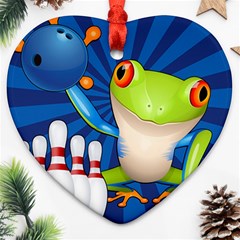 Tree Frog Bowling Heart Ornament (two Sides)