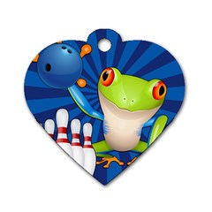 Tree Frog Bowling Dog Tag Heart (one Side)