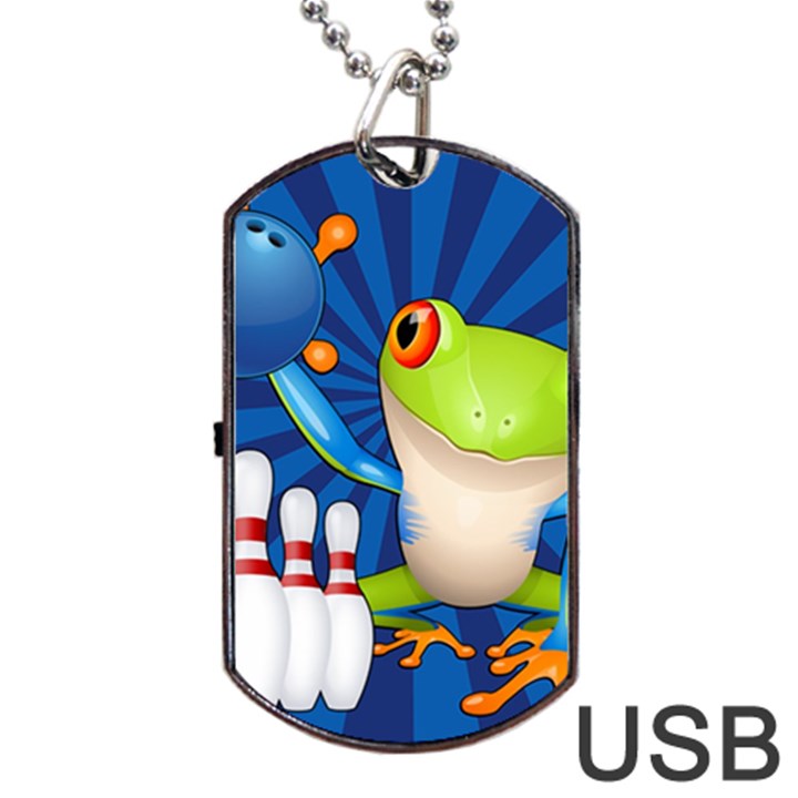 Tree Frog Bowling Dog Tag USB Flash (One Side)