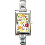 Mango Fruit Pieces Watermelon Dragon Passion Fruit Apple Strawberry Pineapple Melon Rectangle Italian Charm Watch Front