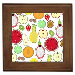 Mango Fruit Pieces Watermelon Dragon Passion Fruit Apple Strawberry Pineapple Melon Framed Tiles by Mariart