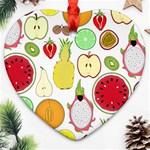 Mango Fruit Pieces Watermelon Dragon Passion Fruit Apple Strawberry Pineapple Melon Ornament (Heart) Front