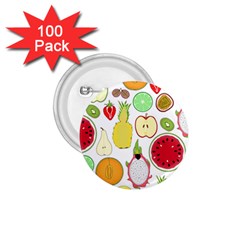 Mango Fruit Pieces Watermelon Dragon Passion Fruit Apple Strawberry Pineapple Melon 1 75  Buttons (100 Pack) 