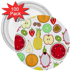 Mango Fruit Pieces Watermelon Dragon Passion Fruit Apple Strawberry Pineapple Melon 3  Buttons (100 Pack) 