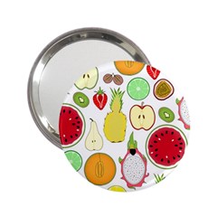 Mango Fruit Pieces Watermelon Dragon Passion Fruit Apple Strawberry Pineapple Melon 2 25  Handbag Mirrors by Mariart