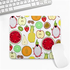 Mango Fruit Pieces Watermelon Dragon Passion Fruit Apple Strawberry Pineapple Melon Large Mousepads by Mariart