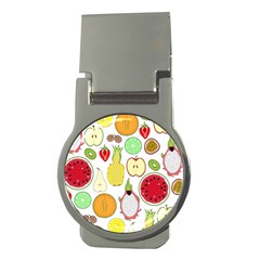 Mango Fruit Pieces Watermelon Dragon Passion Fruit Apple Strawberry Pineapple Melon Money Clips (round)  by Mariart