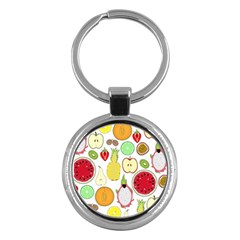 Mango Fruit Pieces Watermelon Dragon Passion Fruit Apple Strawberry Pineapple Melon Key Chains (round)  by Mariart