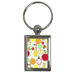 Mango Fruit Pieces Watermelon Dragon Passion Fruit Apple Strawberry Pineapple Melon Key Chains (rectangle)  by Mariart