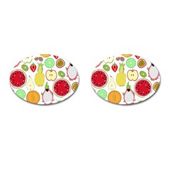 Mango Fruit Pieces Watermelon Dragon Passion Fruit Apple Strawberry Pineapple Melon Cufflinks (oval) by Mariart