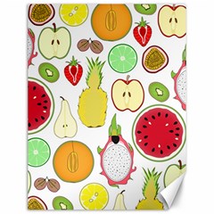 Mango Fruit Pieces Watermelon Dragon Passion Fruit Apple Strawberry Pineapple Melon Canvas 12  X 16   by Mariart