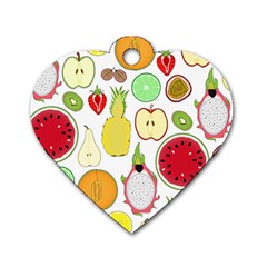 Mango Fruit Pieces Watermelon Dragon Passion Fruit Apple Strawberry Pineapple Melon Dog Tag Heart (two Sides) by Mariart