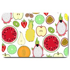 Mango Fruit Pieces Watermelon Dragon Passion Fruit Apple Strawberry Pineapple Melon Large Doormat  by Mariart