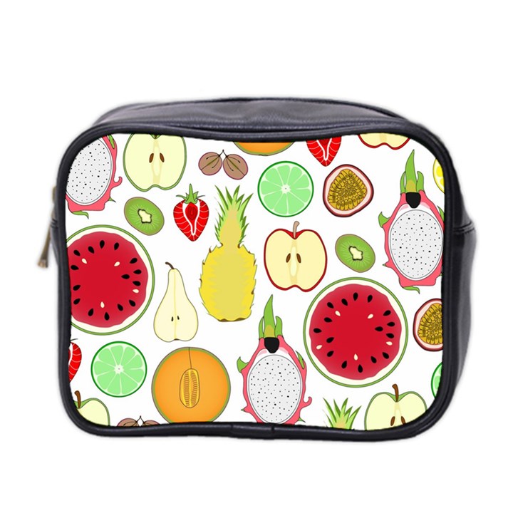 Mango Fruit Pieces Watermelon Dragon Passion Fruit Apple Strawberry Pineapple Melon Mini Toiletries Bag 2-Side