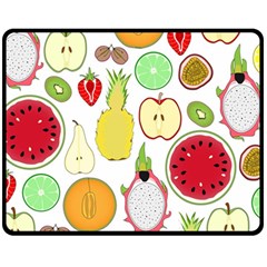 Mango Fruit Pieces Watermelon Dragon Passion Fruit Apple Strawberry Pineapple Melon Fleece Blanket (medium)  by Mariart