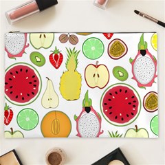 Mango Fruit Pieces Watermelon Dragon Passion Fruit Apple Strawberry Pineapple Melon Cosmetic Bag (xxl) 