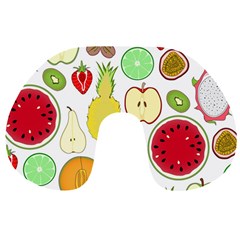 Mango Fruit Pieces Watermelon Dragon Passion Fruit Apple Strawberry Pineapple Melon Travel Neck Pillows by Mariart