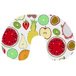 Mango Fruit Pieces Watermelon Dragon Passion Fruit Apple Strawberry Pineapple Melon Travel Neck Pillows Front