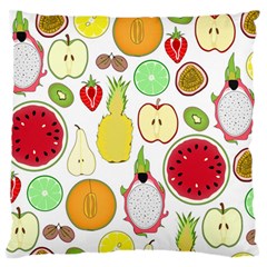 Mango Fruit Pieces Watermelon Dragon Passion Fruit Apple Strawberry Pineapple Melon Large Flano Cushion Case (one Side)