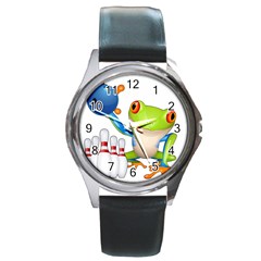 Tree Frog Bowler Round Metal Watch by crcustomgifts