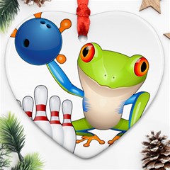 Tree Frog Bowler Ornament (heart)